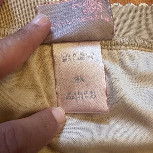 Metrowear Plus size sheer pleated striped tan stretch waist pull on skirt 3X - Picture 4 of 6